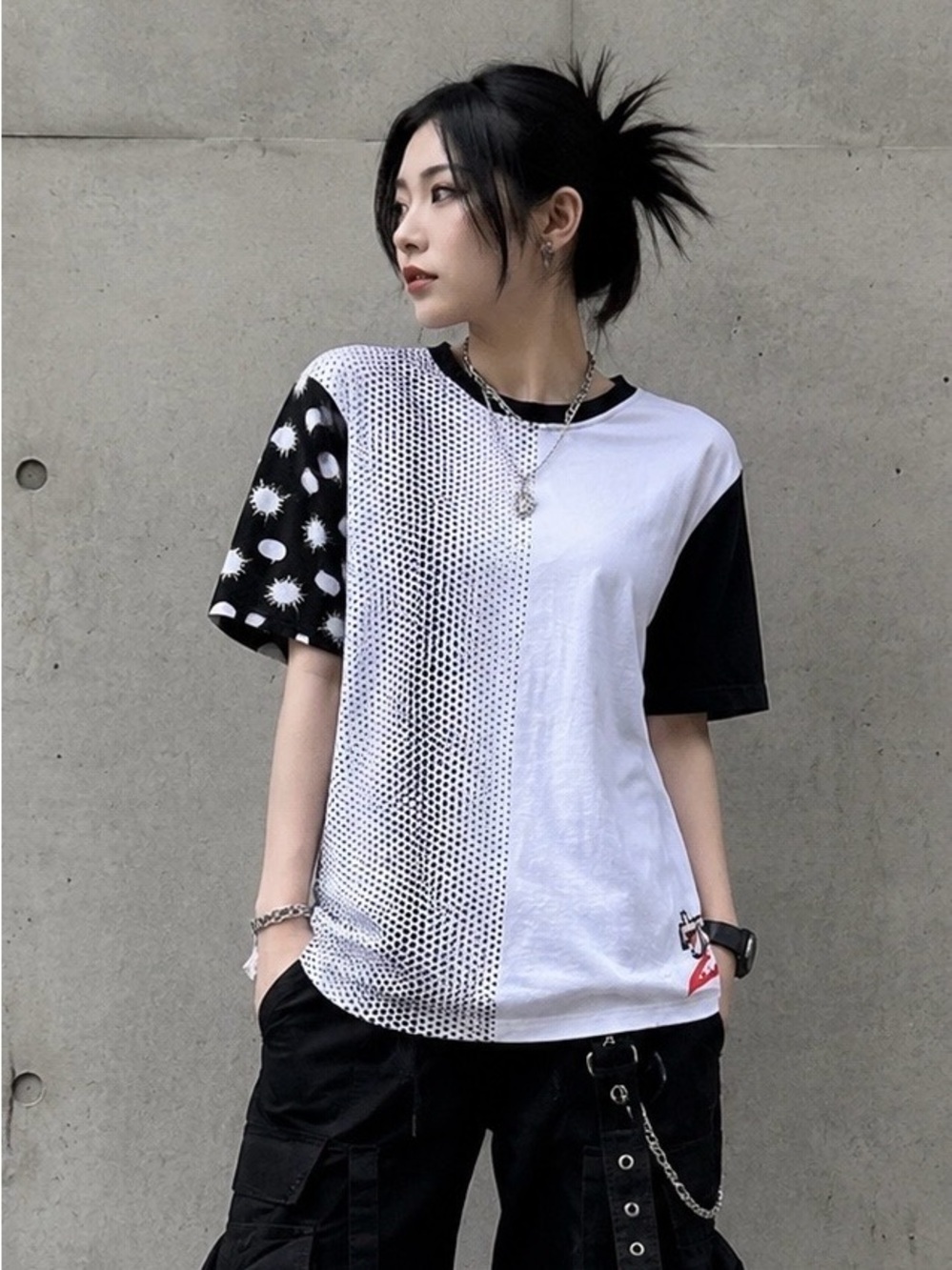 ASICS Tiger Happy Chaos Split Graphic Tee Japanese Streetwear Harajuku Pop Art